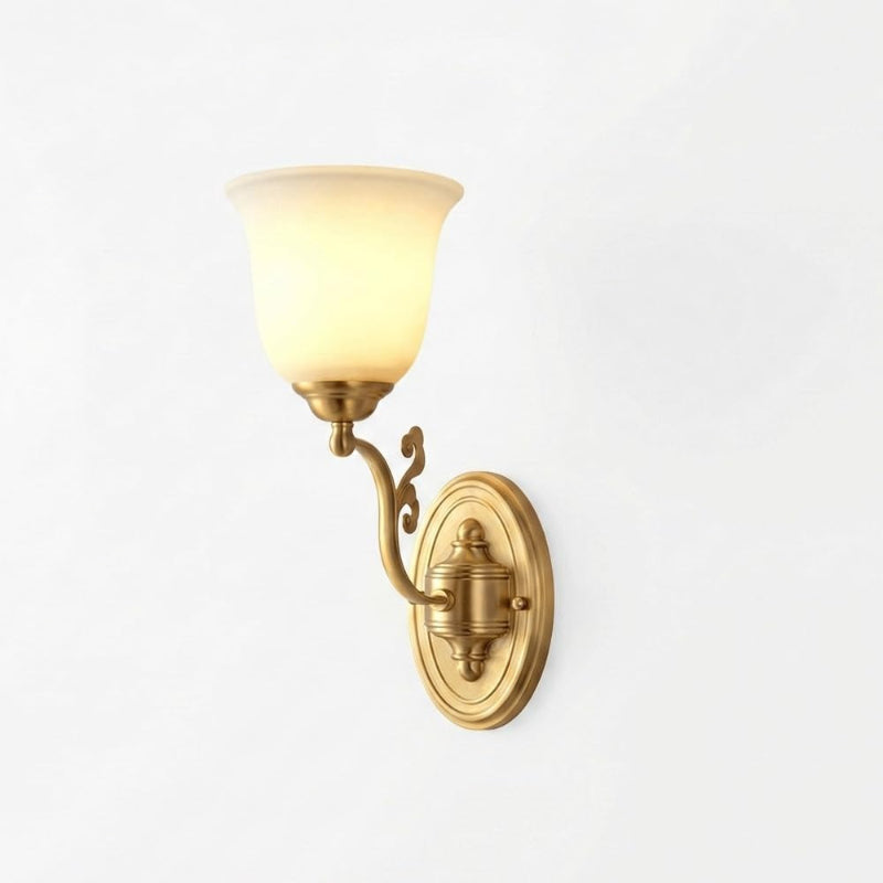 Vintage Brass Frosted‑Glass Wall Sconce Lamp