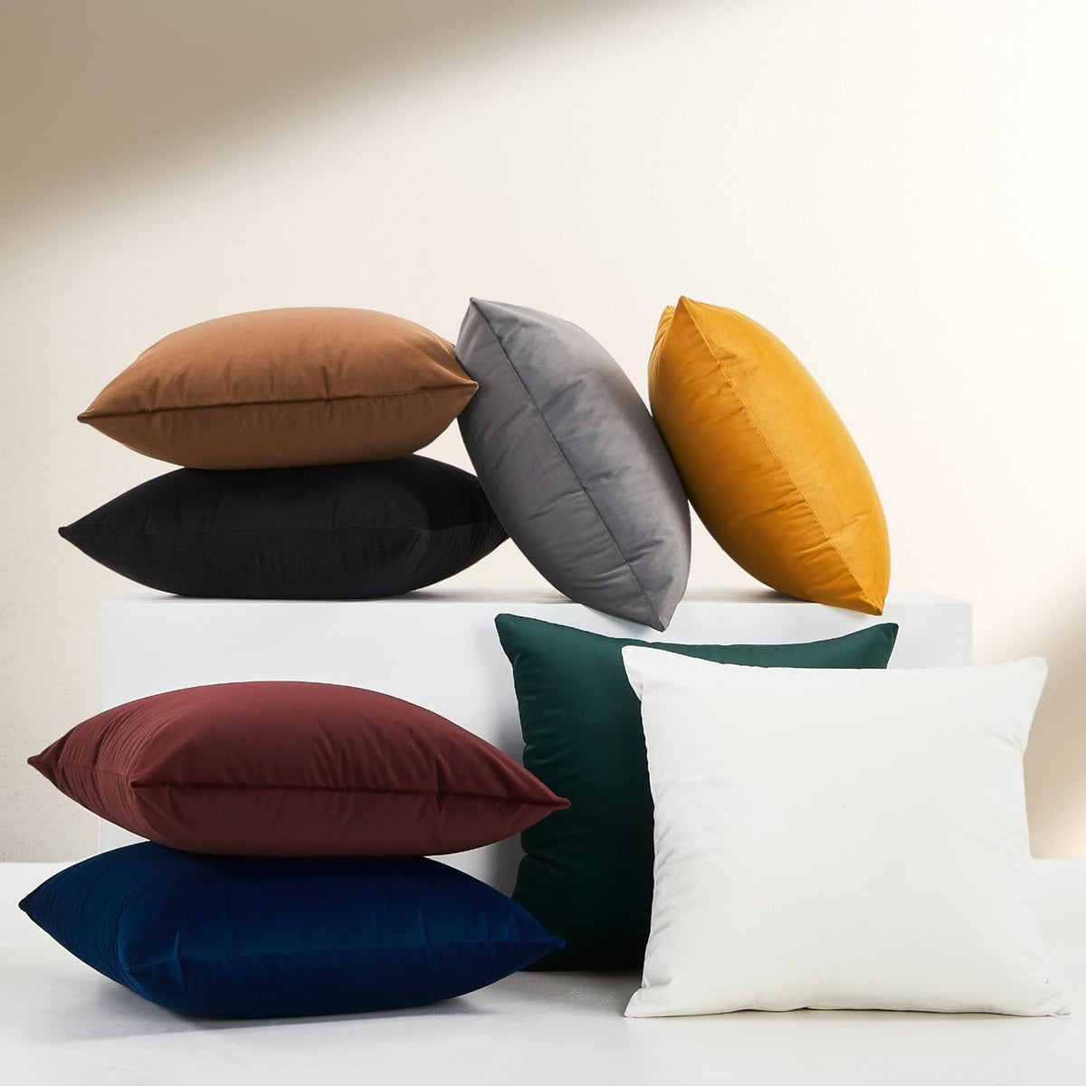 Solid Velvet Decorative Sofa Throw Pillow