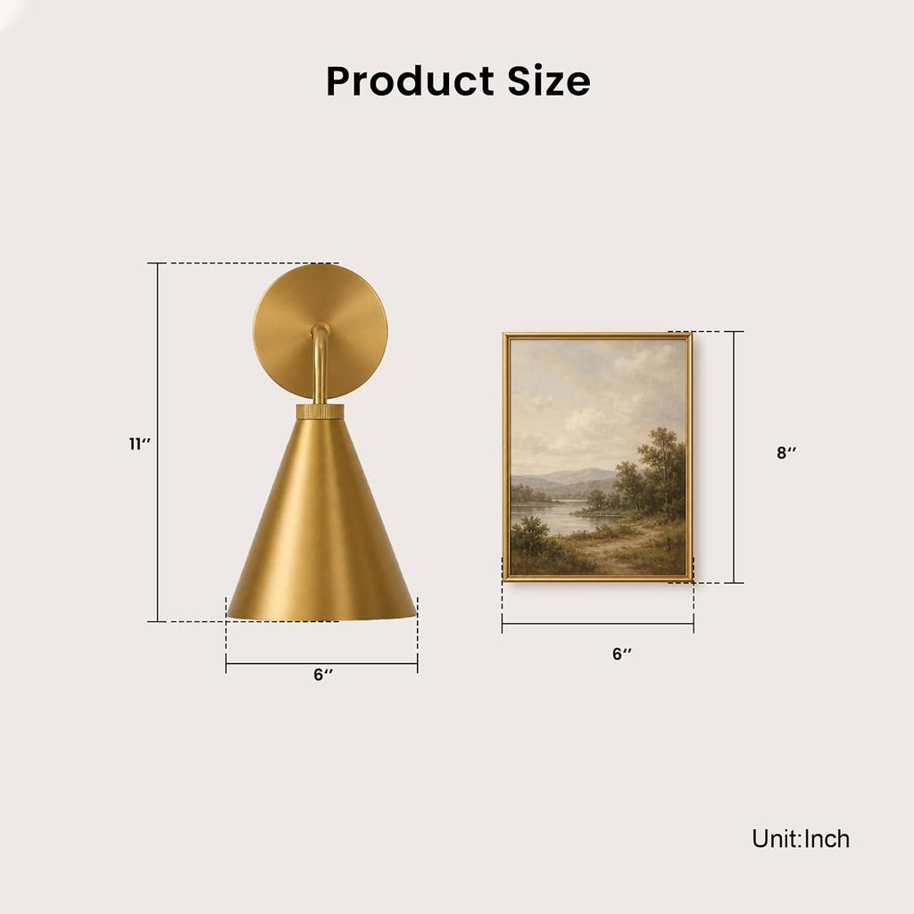 Vintage Brass Conical Metal Wall Sconce