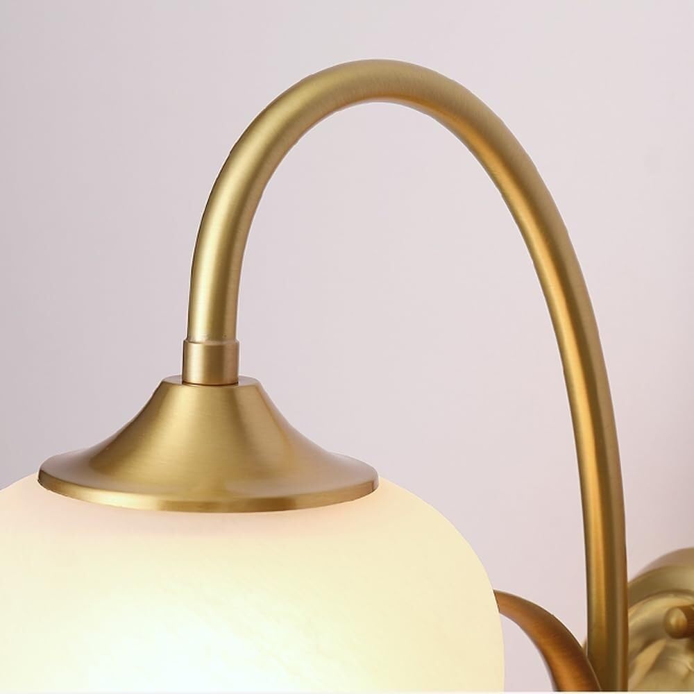 Vintage Brass Frosted‑Glass Gooseneck Wall Sconce