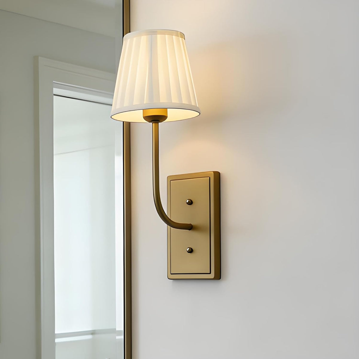 Antique Brass Fabric‑Shade Wall Sconce
