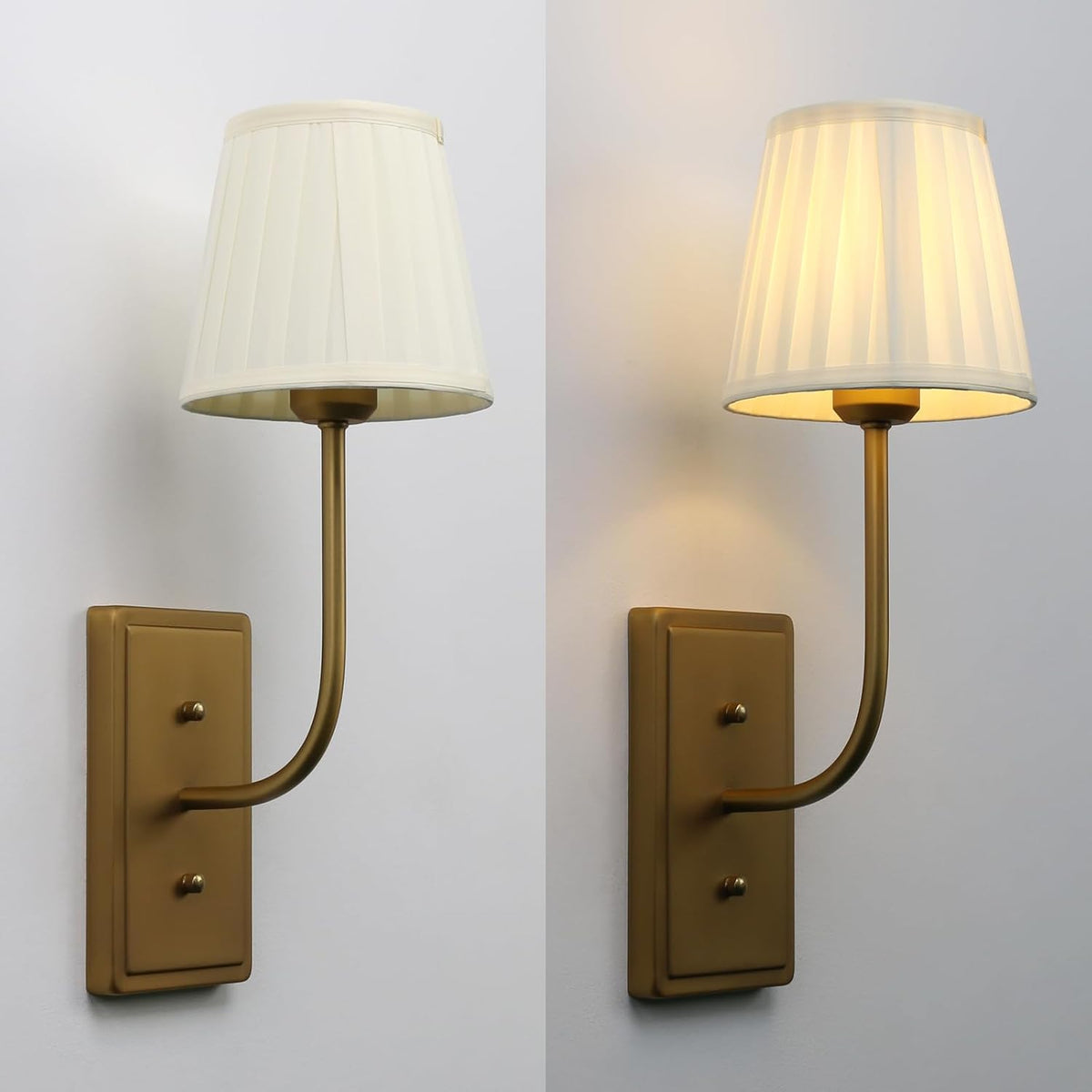 Antique Brass Fabric‑Shade Wall Sconce