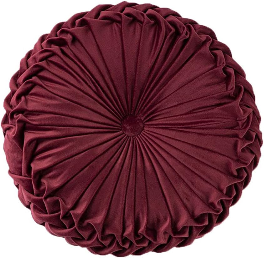 Velvet Pleated Round Floor Throw Pillow