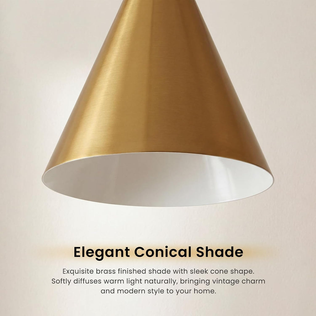 Vintage Brass Conical Metal Wall Sconce