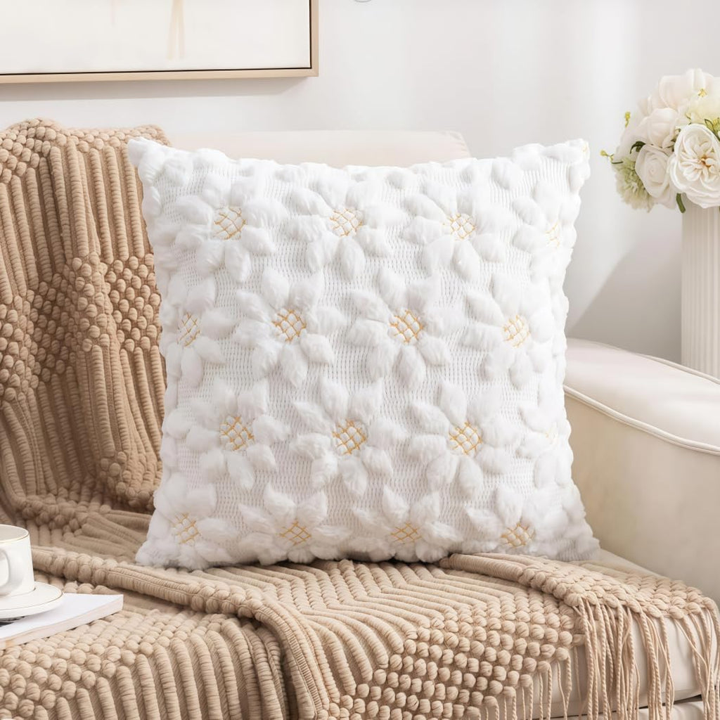 Faux Fur Sunflower Decorative Throw Pillow