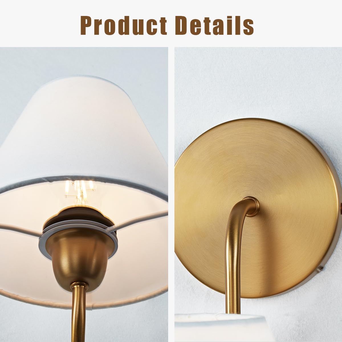 Antique Brass Linen‑Shade Swoop Wall Sconce