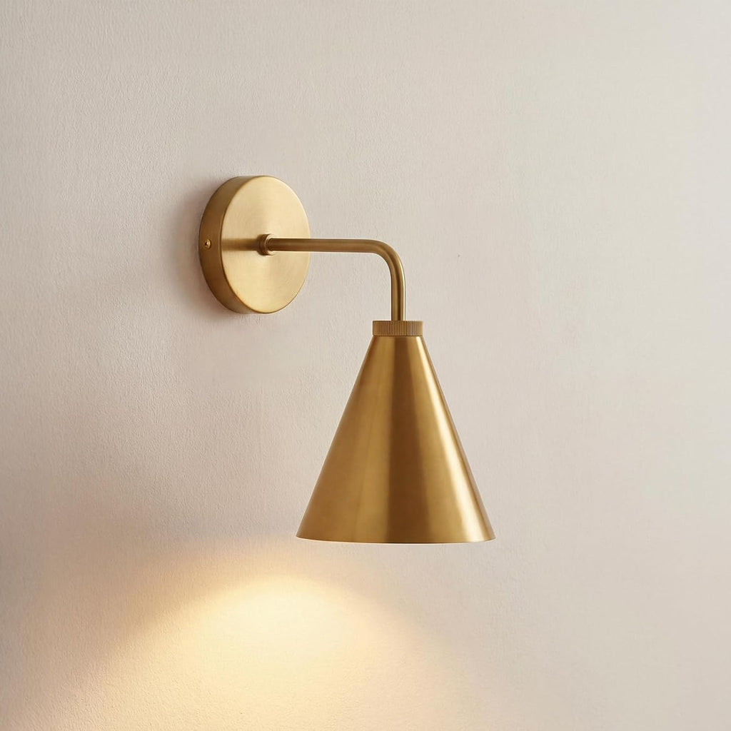 Vintage Brass Conical Metal Wall Sconce