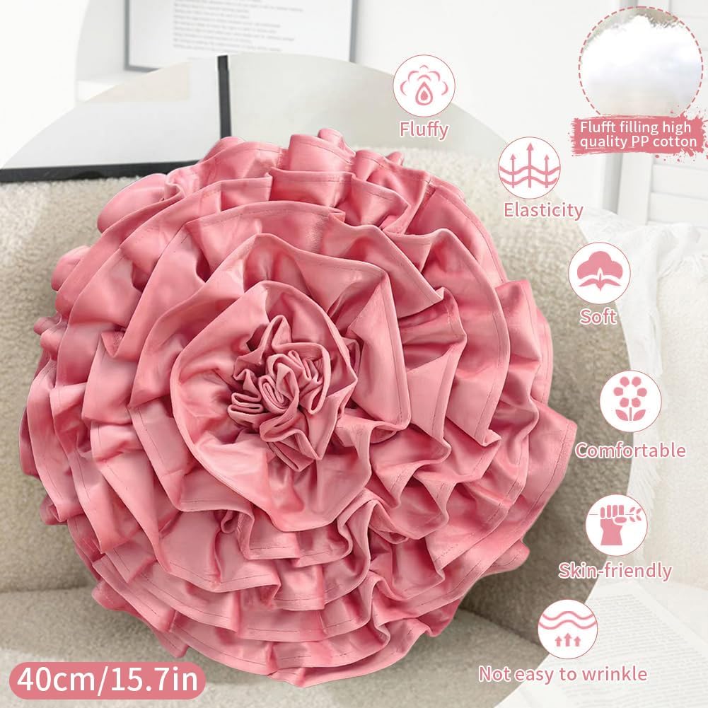 Handmade Velvet 3D Flower Throw Pillow