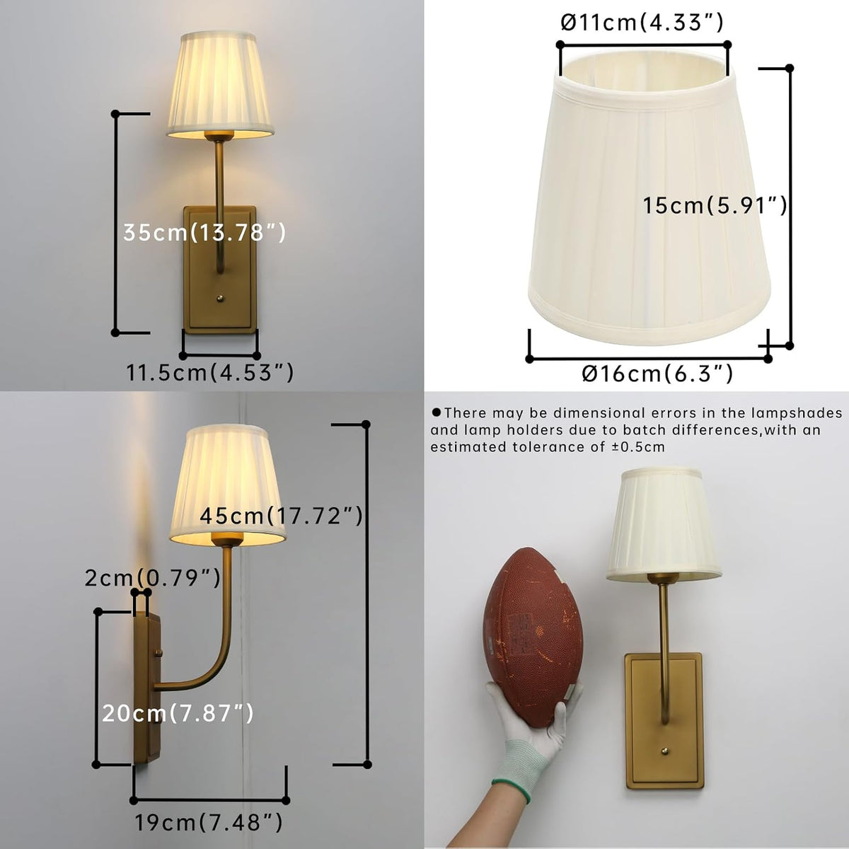Antique Brass Fabric‑Shade Wall Sconce