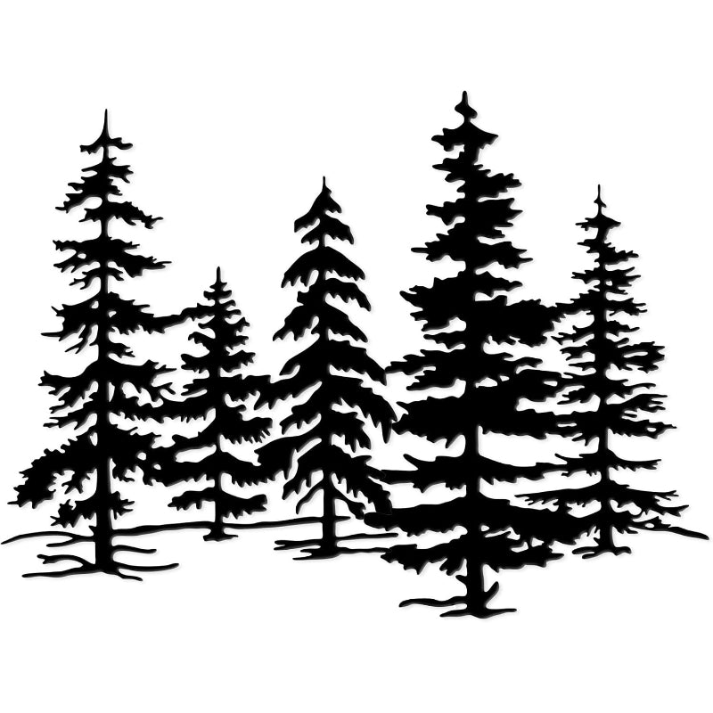 Metal Pine Tree Forest Wall Art Decor