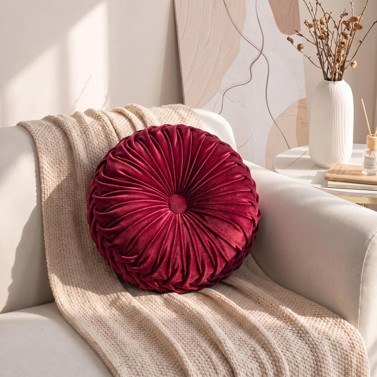 Handmade Velvet Round Decorative Pillow