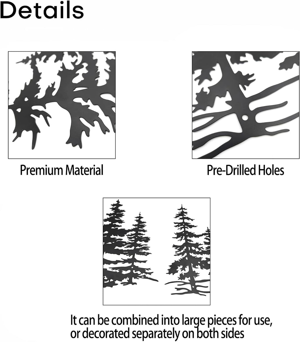 Metal Pine Tree Forest Wall Art Decor