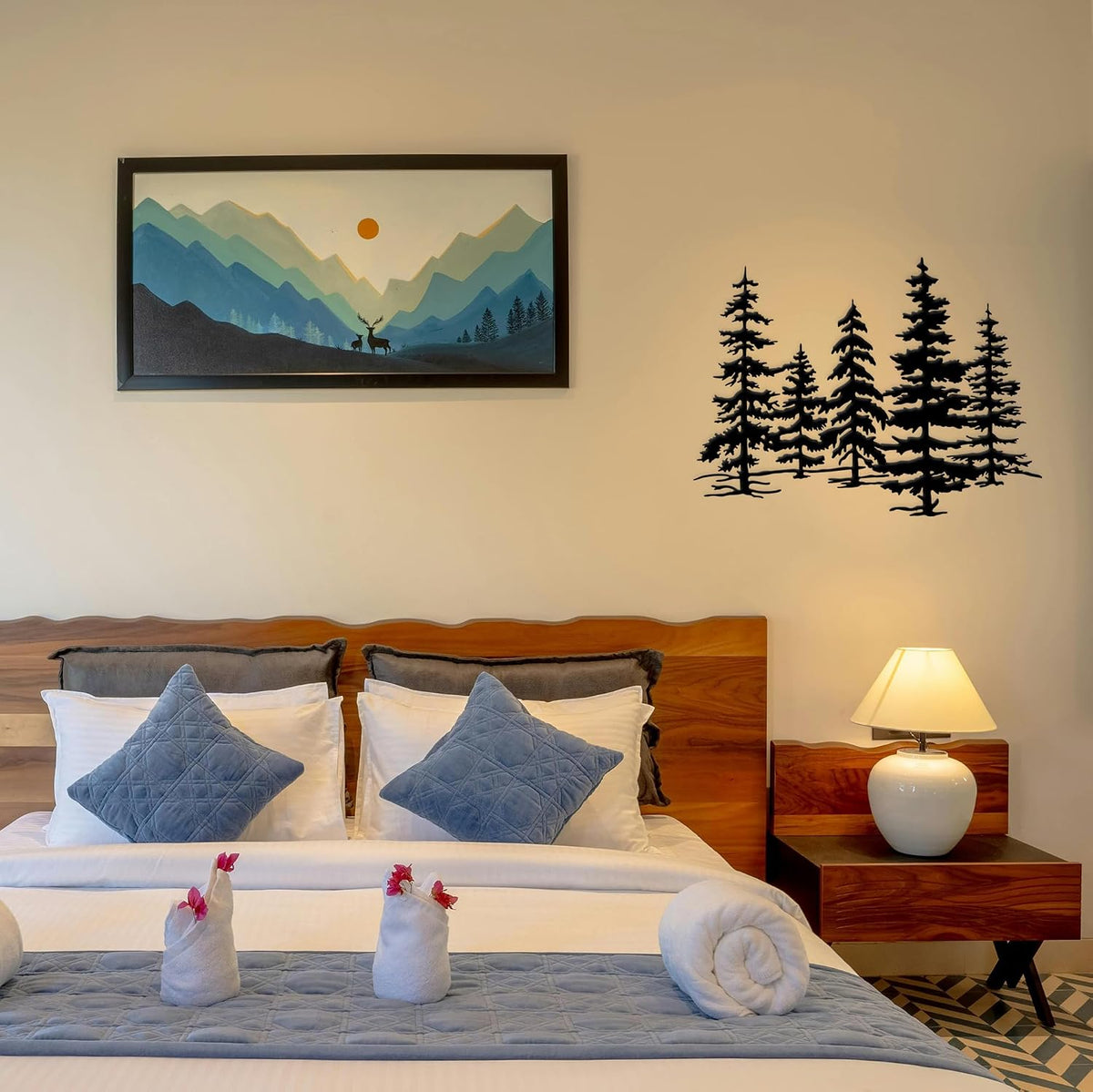 Metal Pine Tree Forest Wall Art Decor