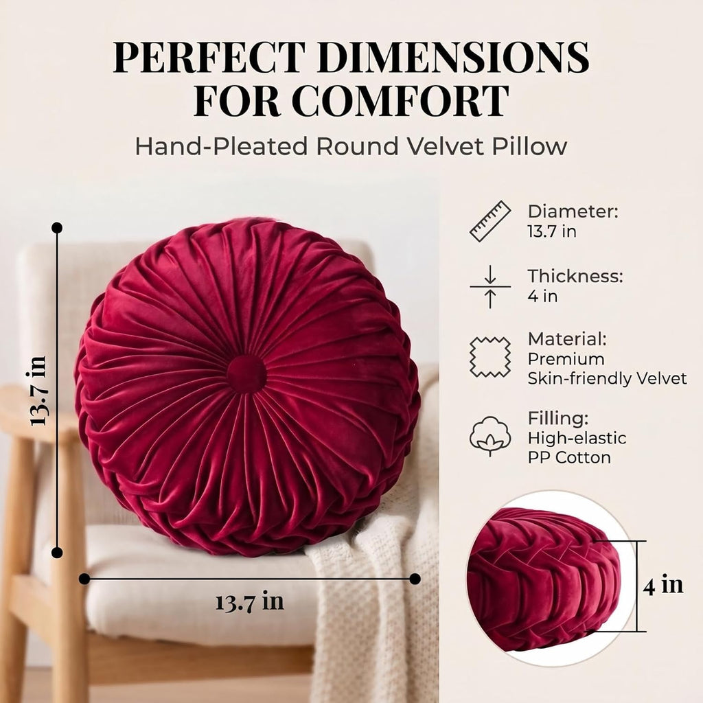 Handmade Velvet Round Decorative Pillow