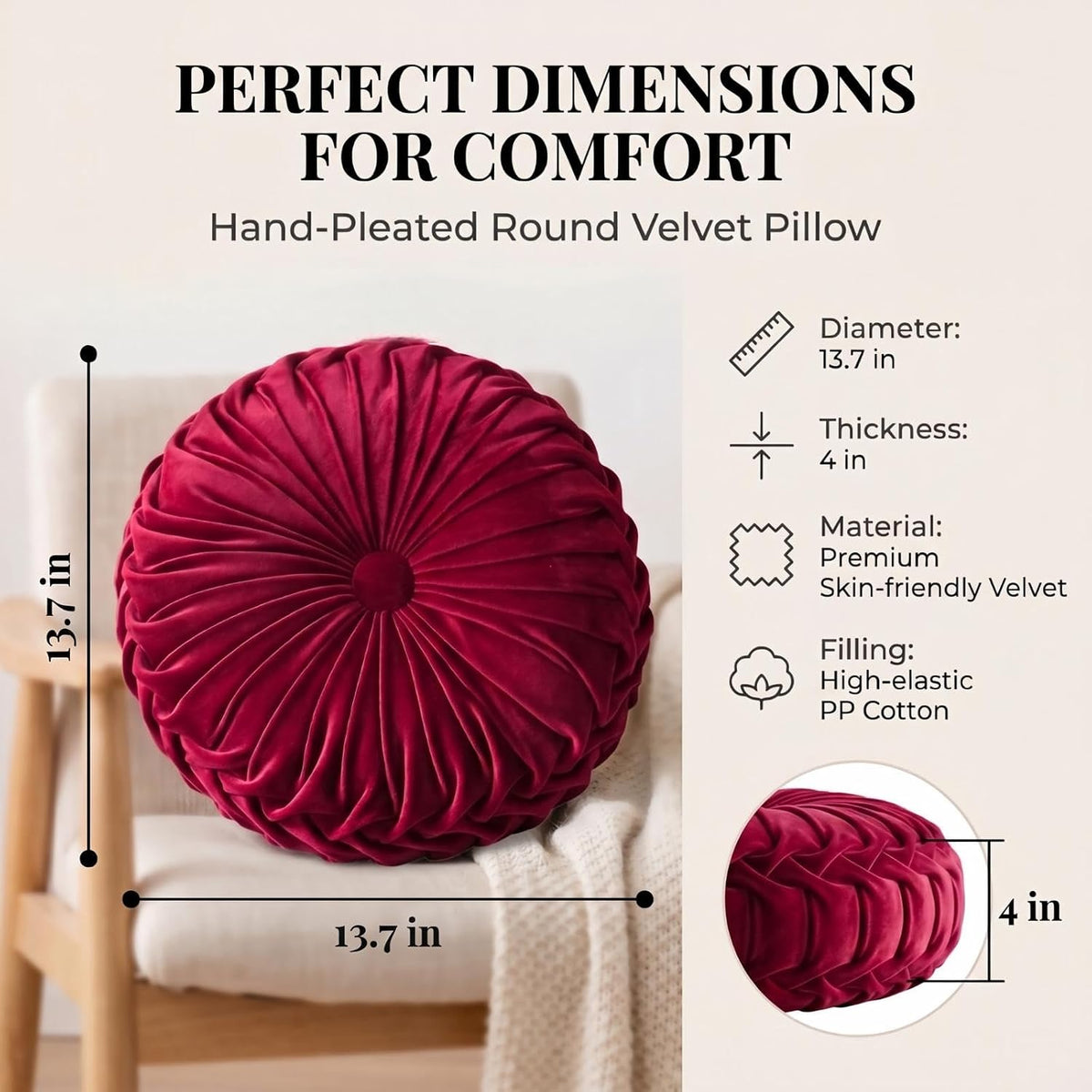 Handmade Velvet Round Decorative Pillow