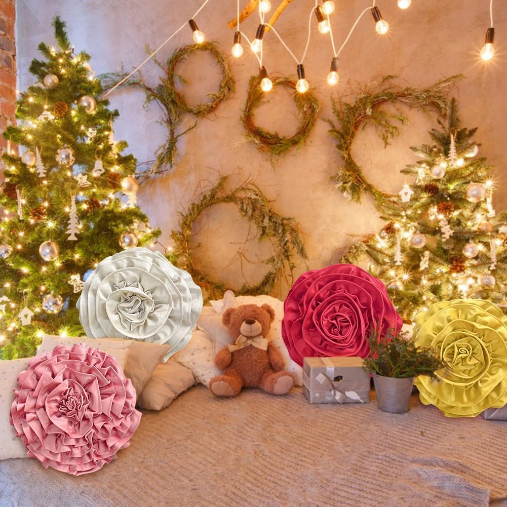 Handmade Velvet 3D Flower Throw Pillow