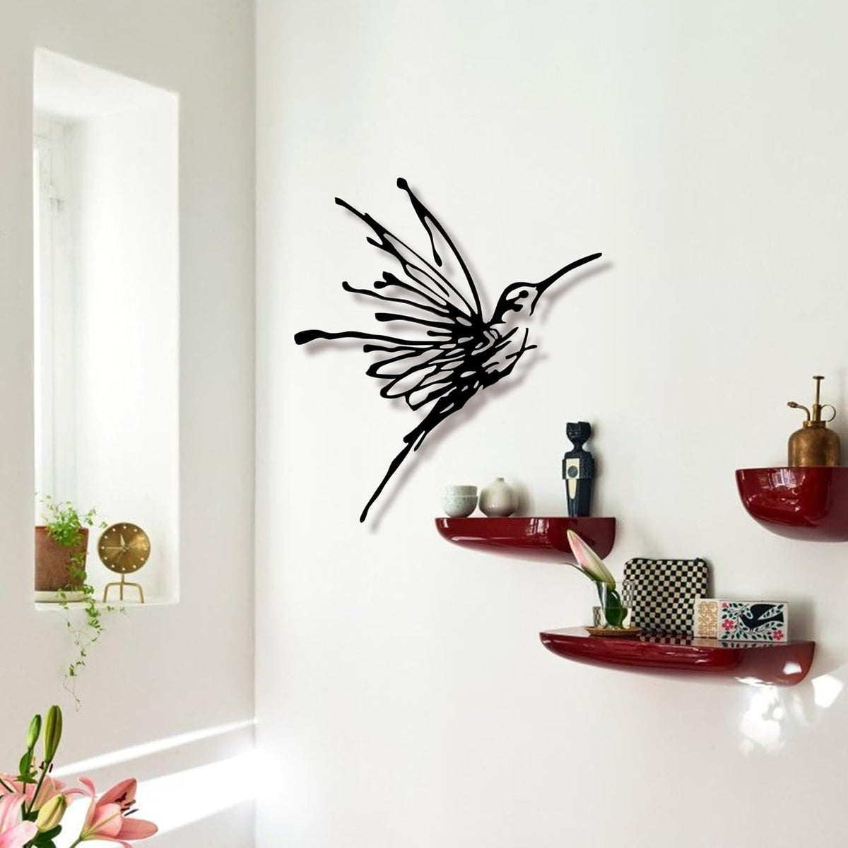 Metal Hummingbird Outdoor Wall Art Decor