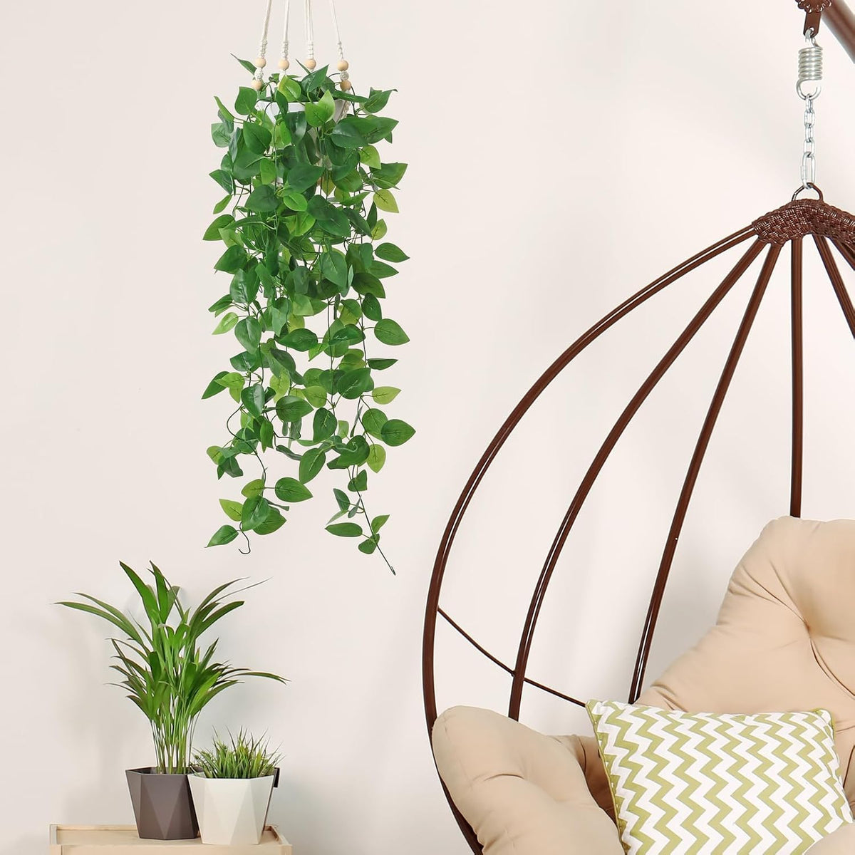 Boho Macrame Artificial Hanging Plant Decor