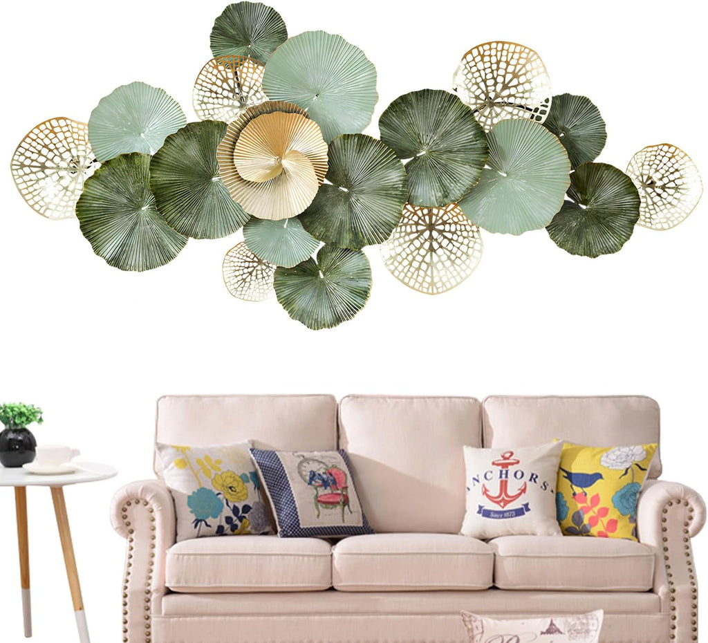 Large 3D Lotus Leaf Metal Wall Art