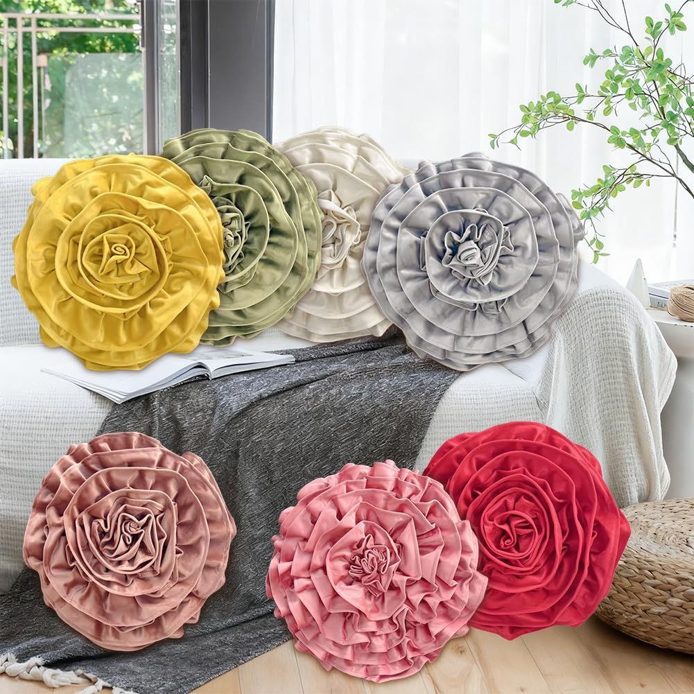 Handmade Velvet 3D Flower Throw Pillow