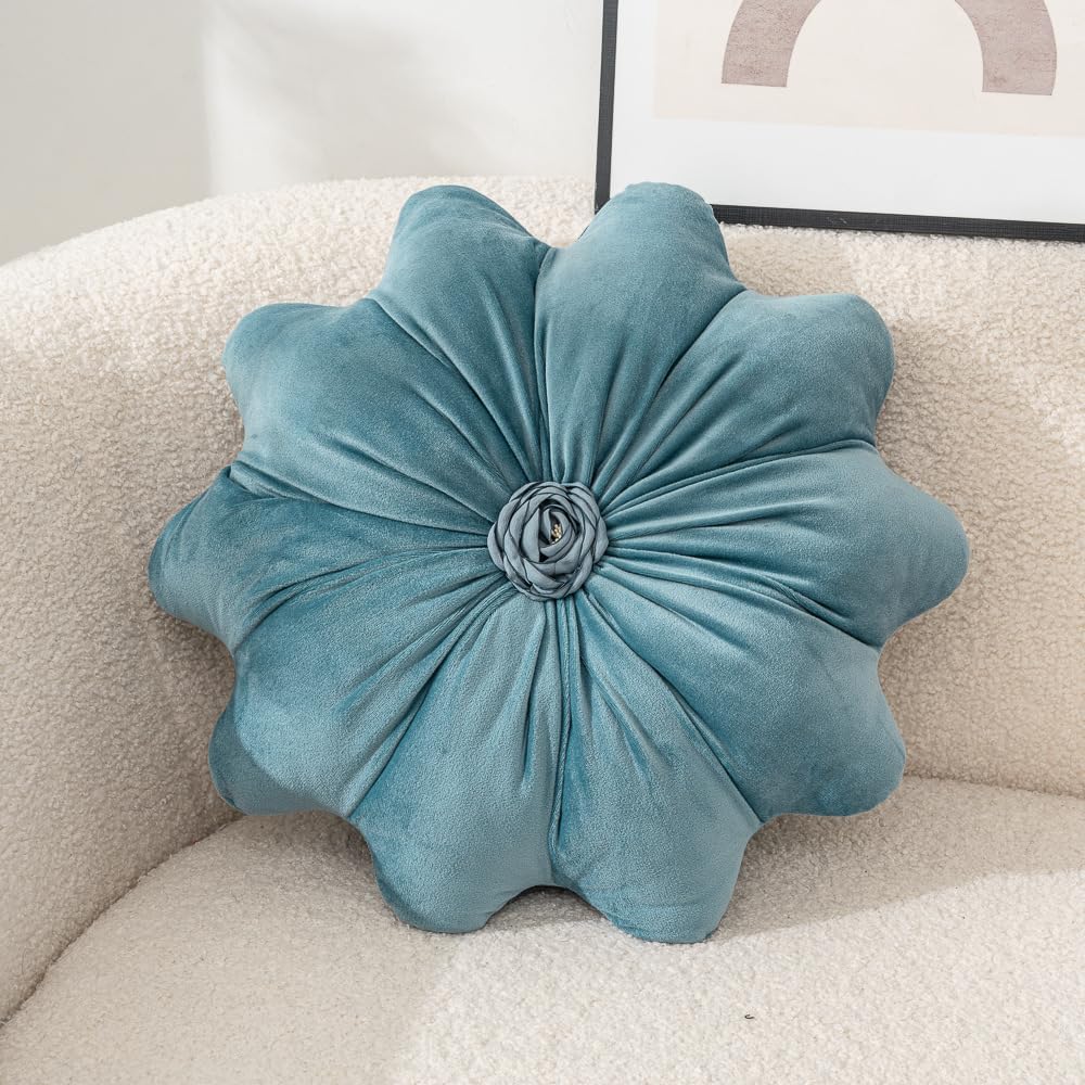 Velvet Flower‑Shaped Round Throw Pillow