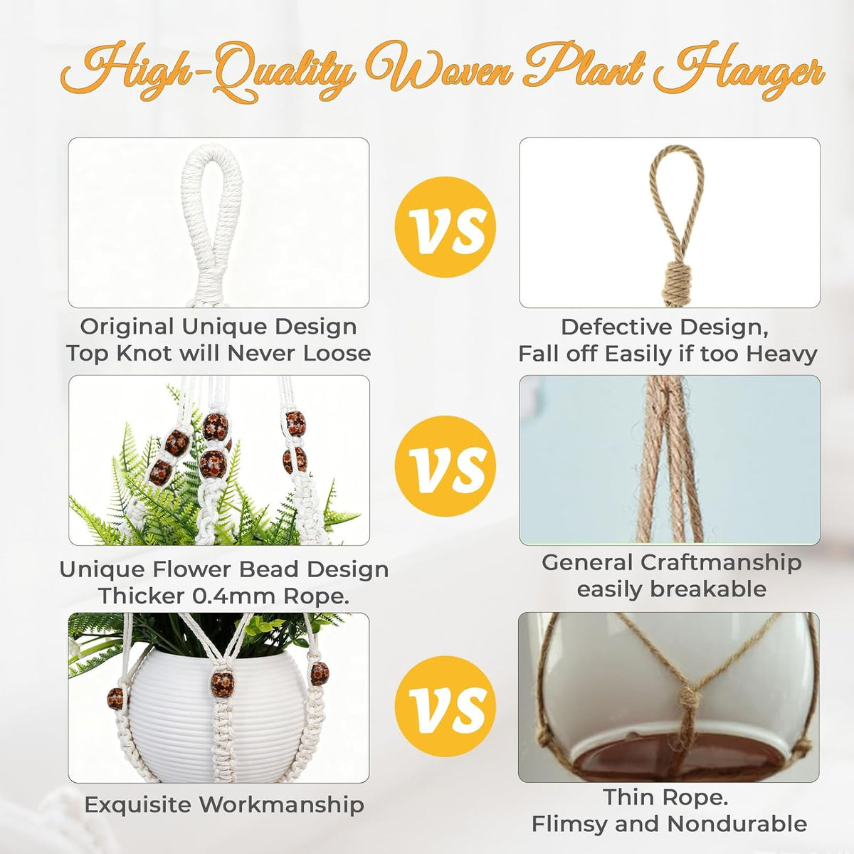 Wood‑Beaded Macrame Plant Hanger Basket