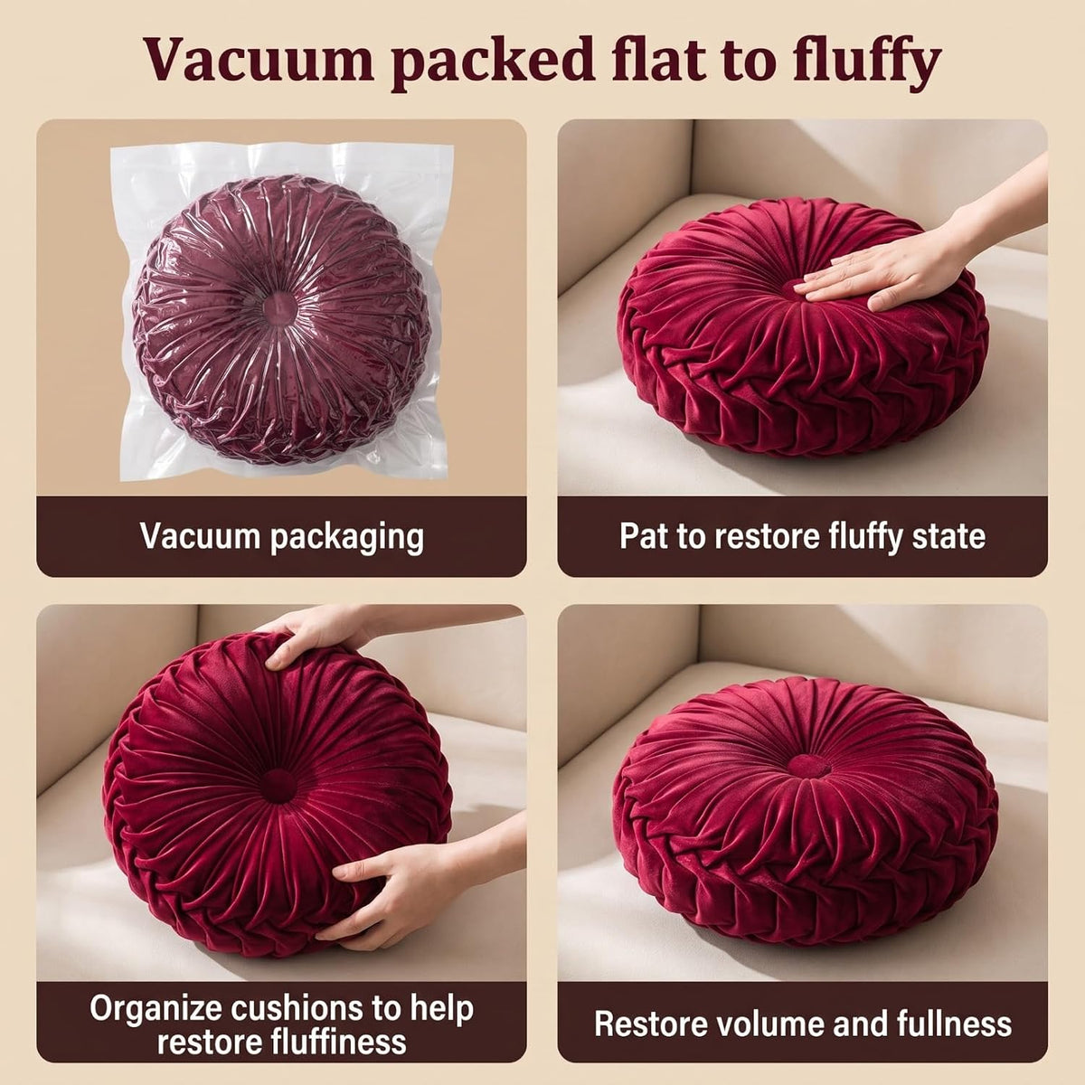 Handmade Velvet Round Decorative Pillow