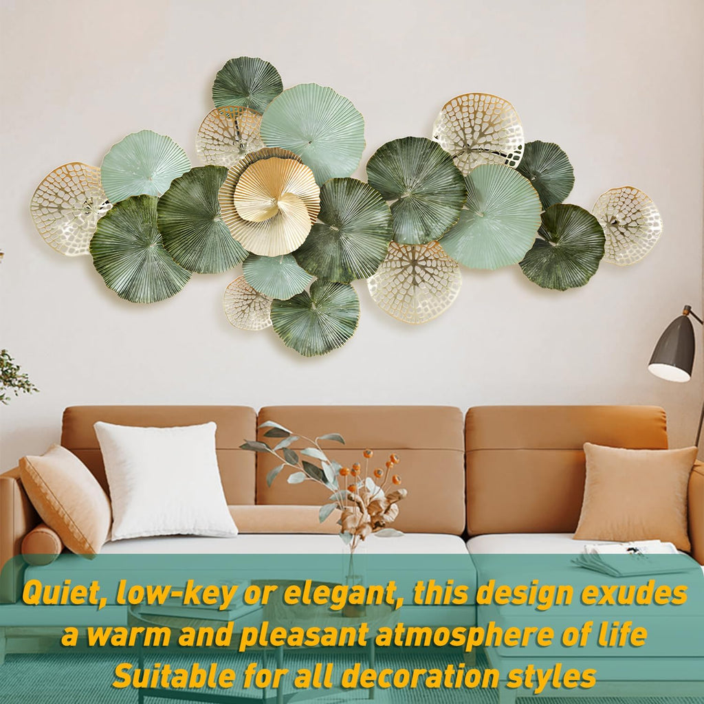 Large 3D Lotus Leaf Metal Wall Art