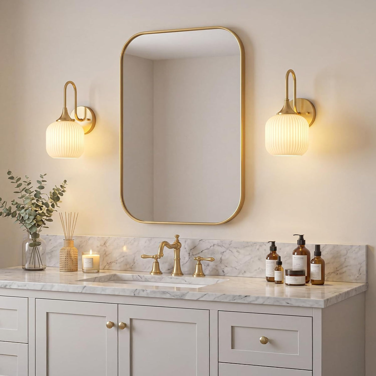 Vintage Brass Gold Bathroom Wall Sconce
