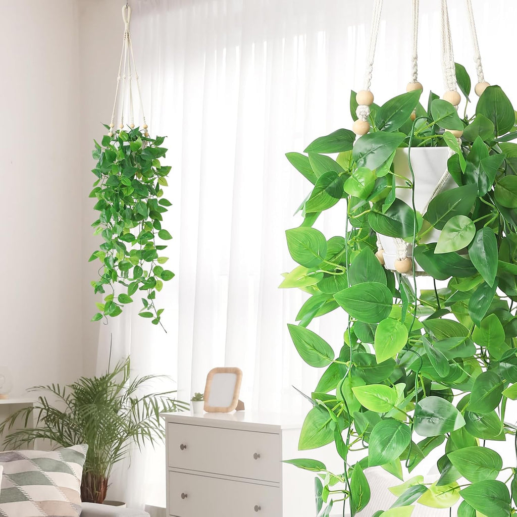 Boho Macrame Artificial Hanging Plant Decor
