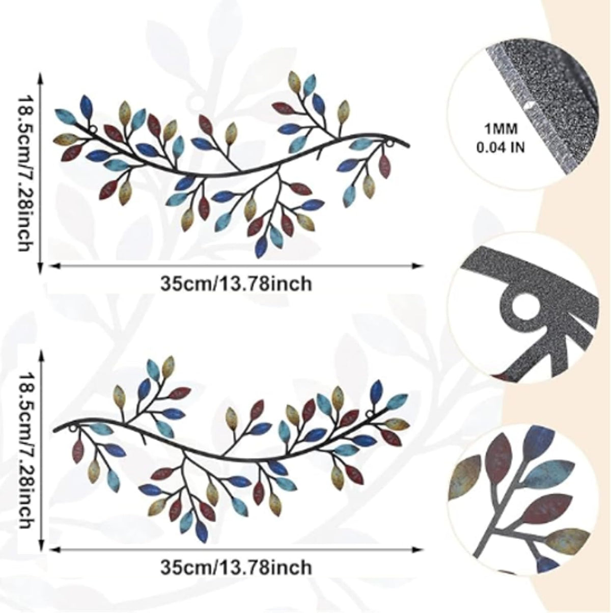 Metal Olive Branch Leaf Wall Art Decor
