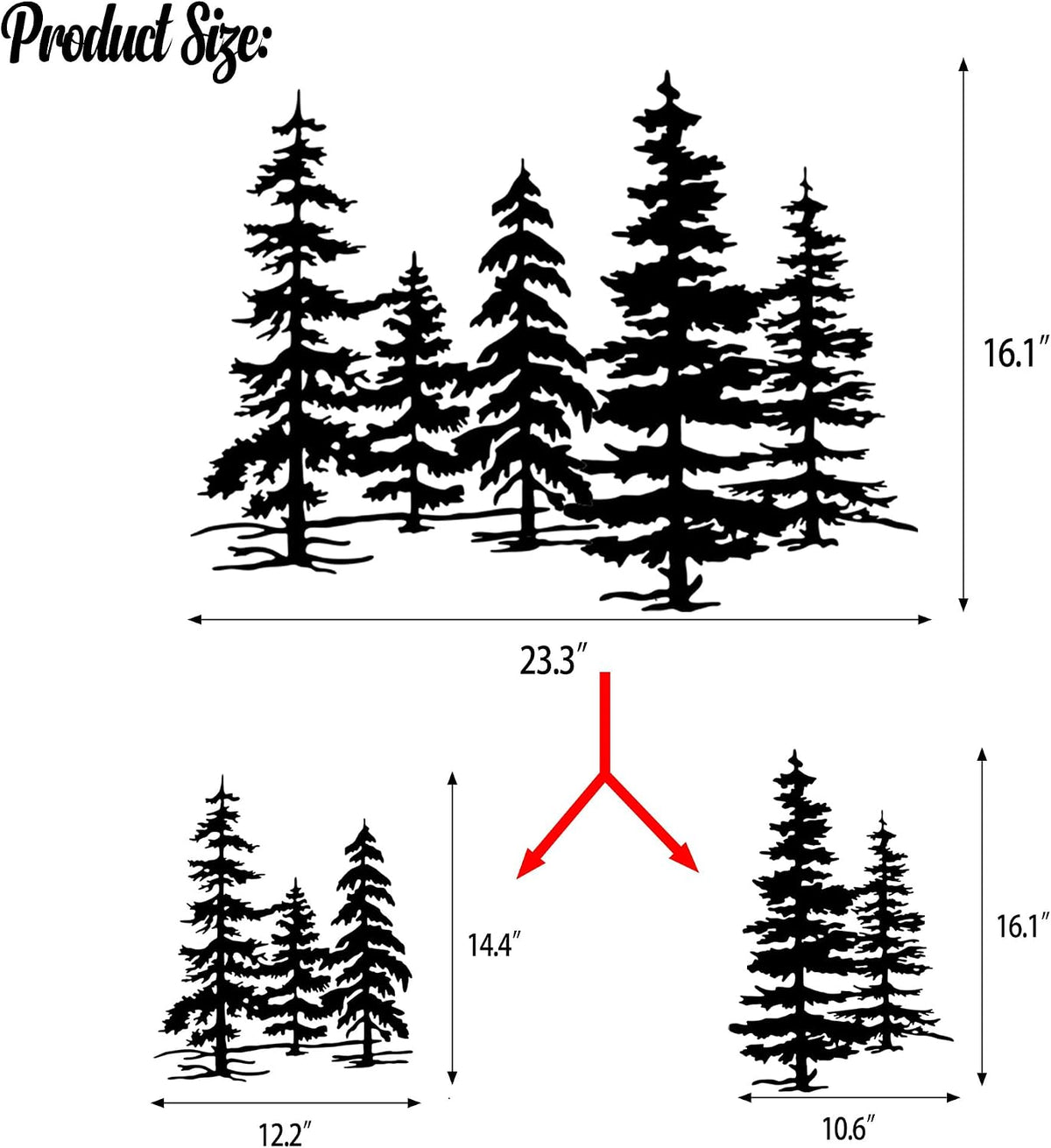 Metal Pine Tree Forest Wall Art Decor