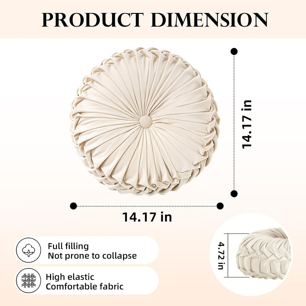 Velvet Pleated Round Floor Throw Pillow