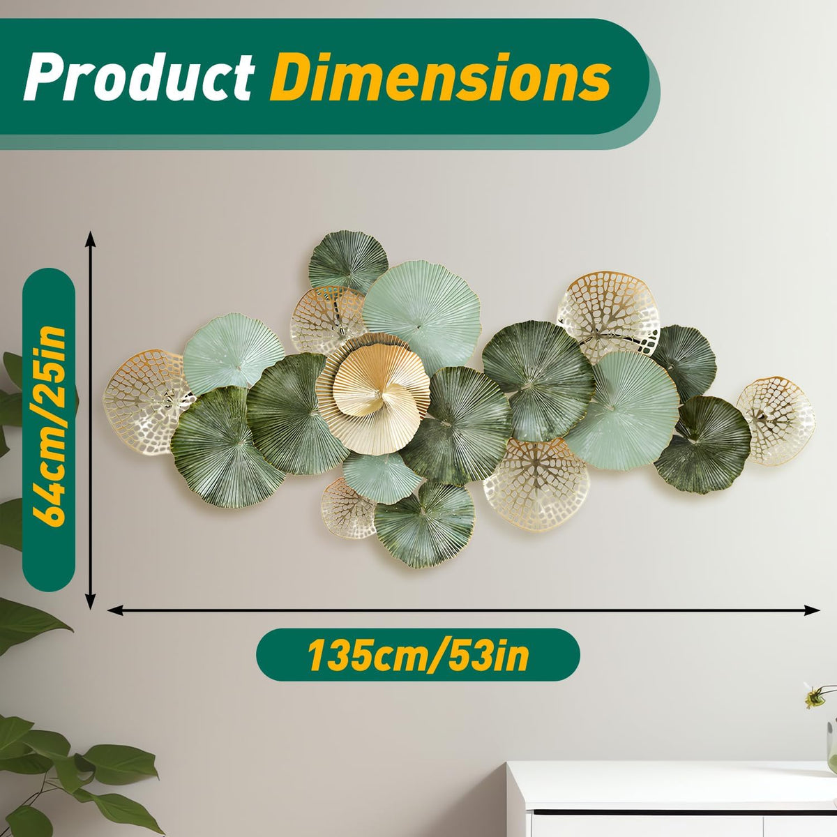 Large 3D Lotus Leaf Metal Wall Art