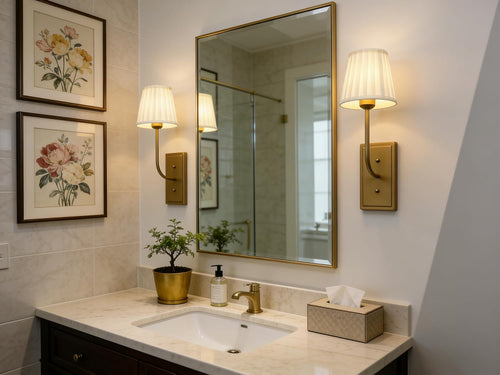 Antique Brass Fabric‑Shade Wall Sconce