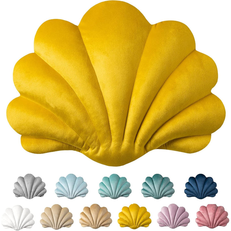 Velvet Shell‑Shaped Accent Throw Pillow
