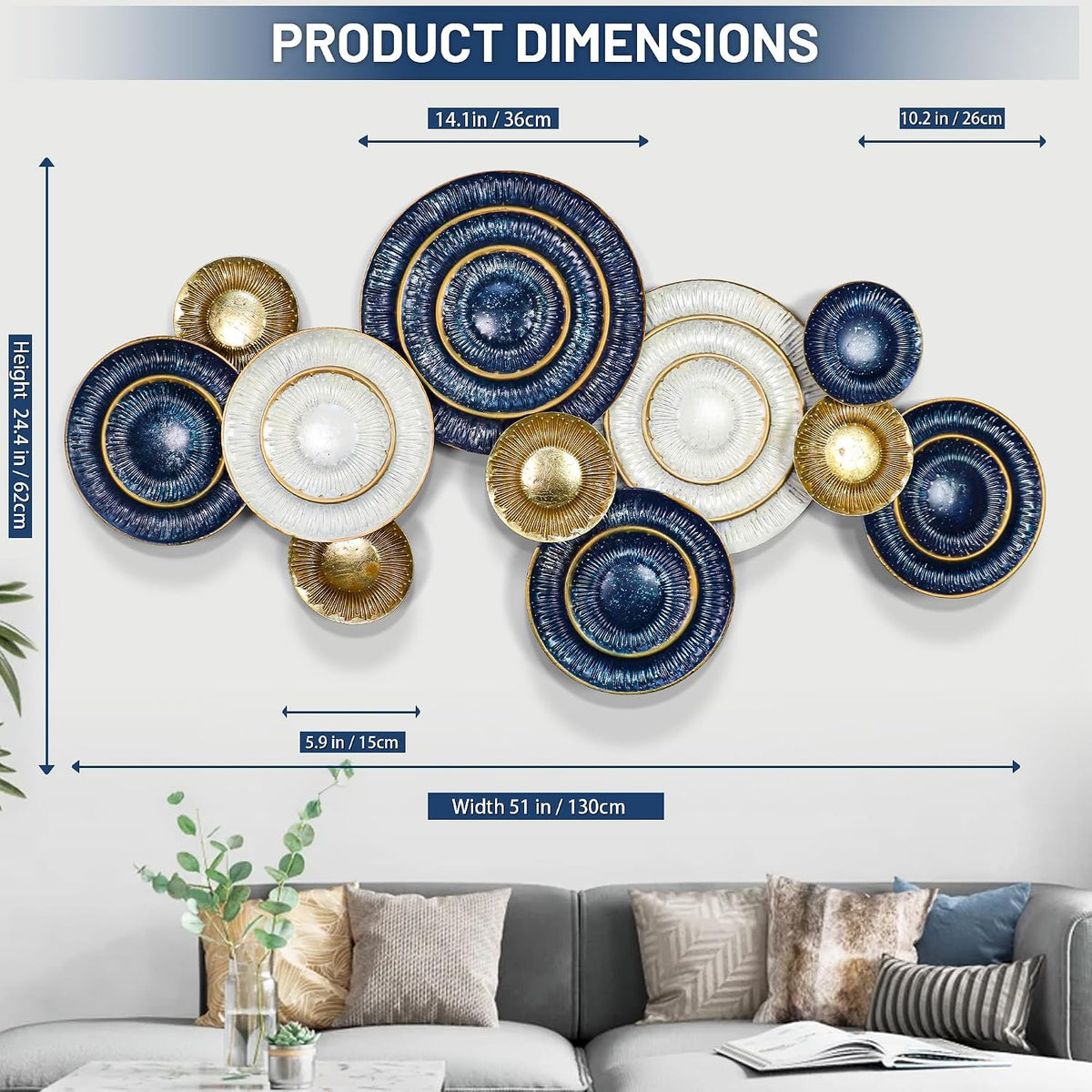 Large 3D Luxury Metal Wall Art Decor