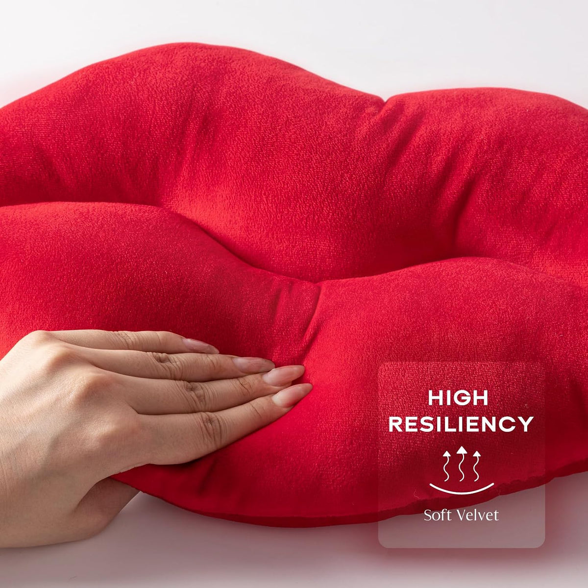 Velvet Lip‑Shaped Accent Throw Pillow