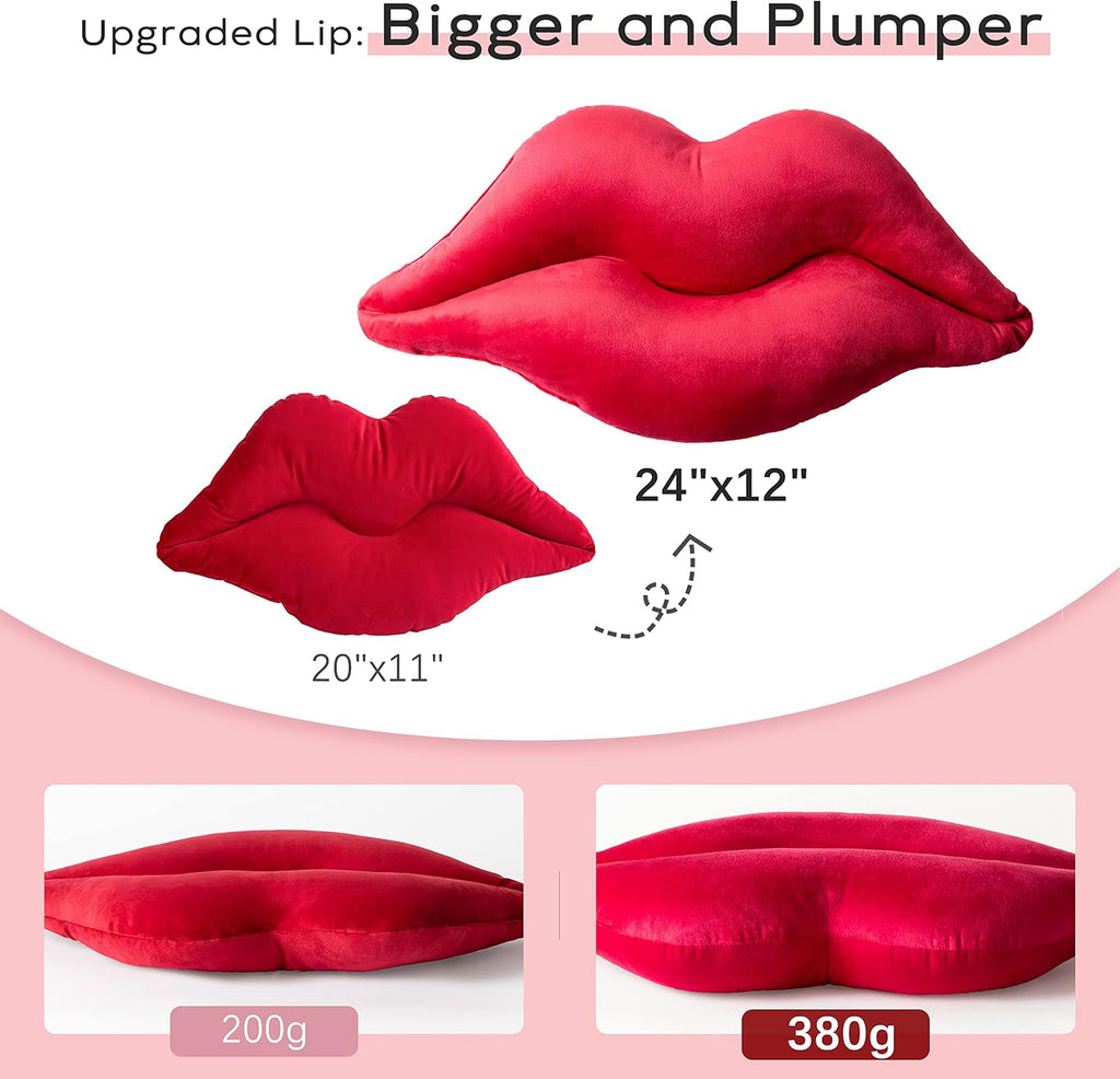 Velvet Lip‑Shaped Accent Throw Pillow