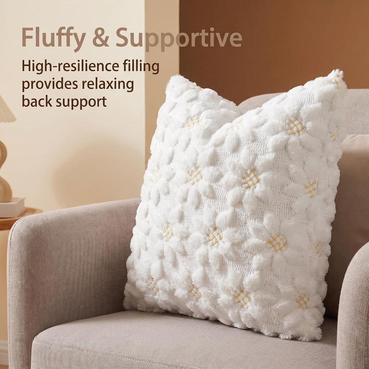Faux Fur Sunflower Decorative Throw Pillow