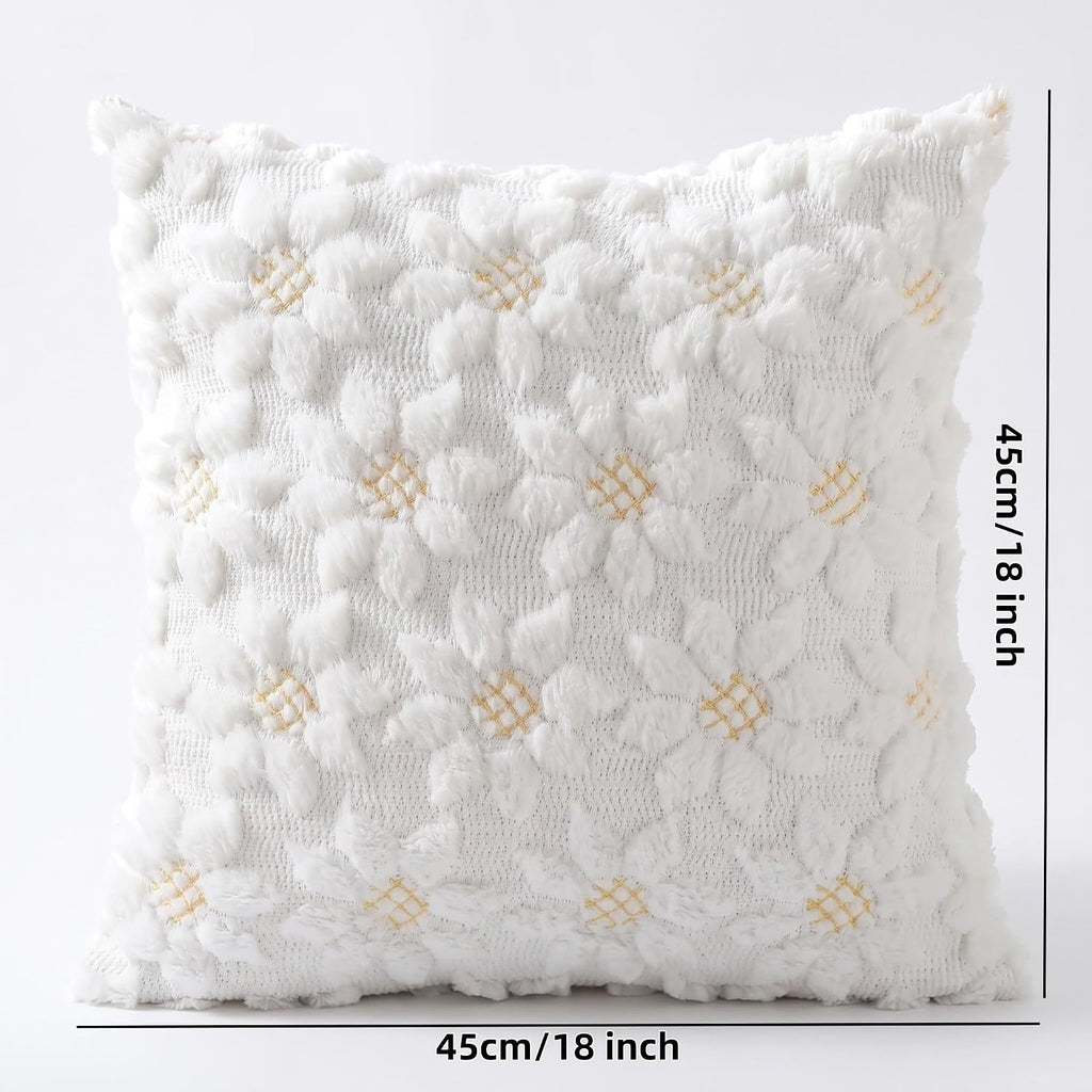 Faux Fur Sunflower Decorative Throw Pillow