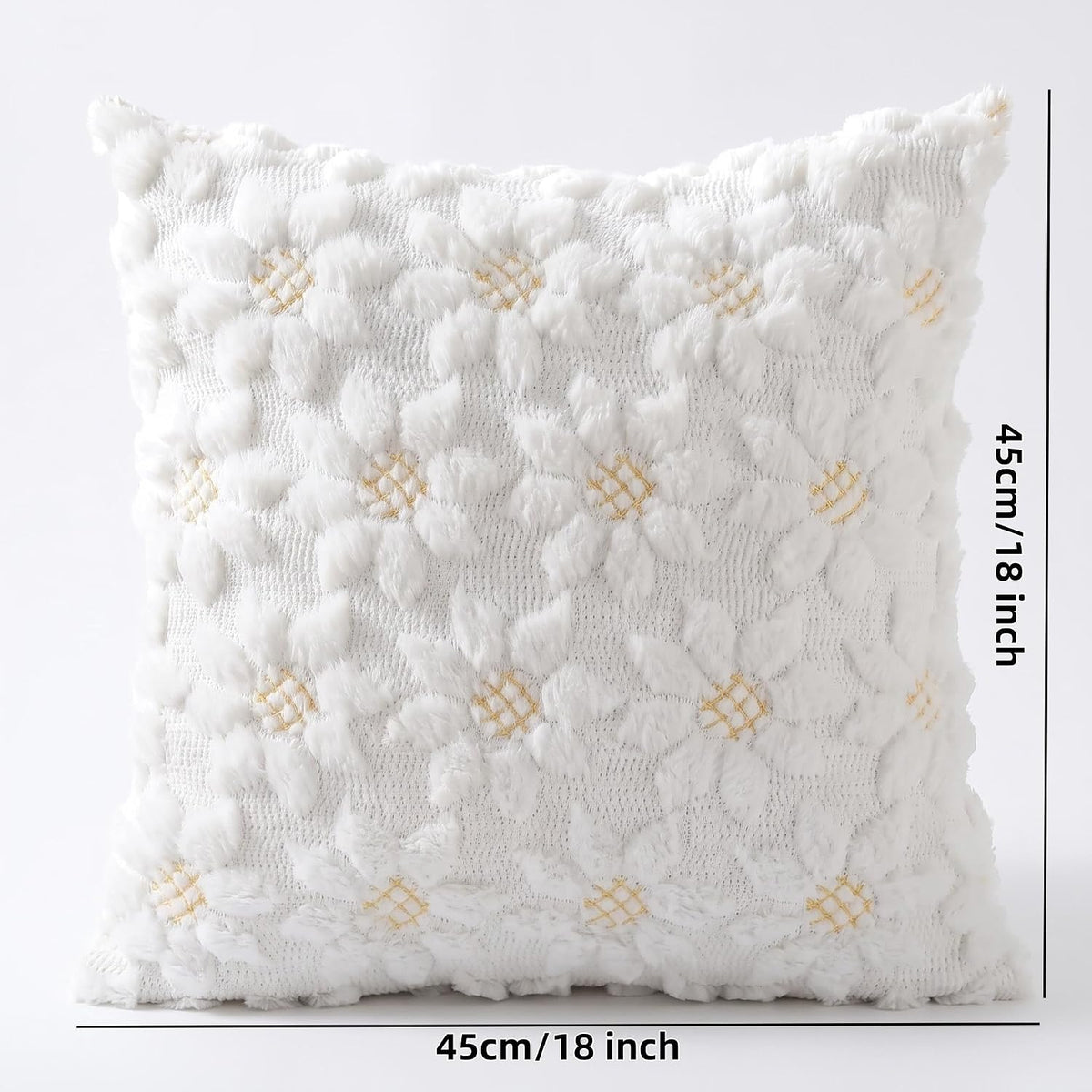 Faux Fur Sunflower Decorative Throw Pillow