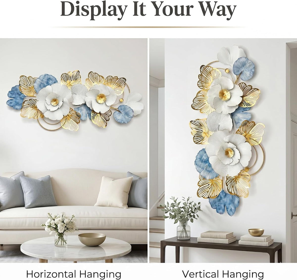 Large 3D Flower Metal Wall Decor