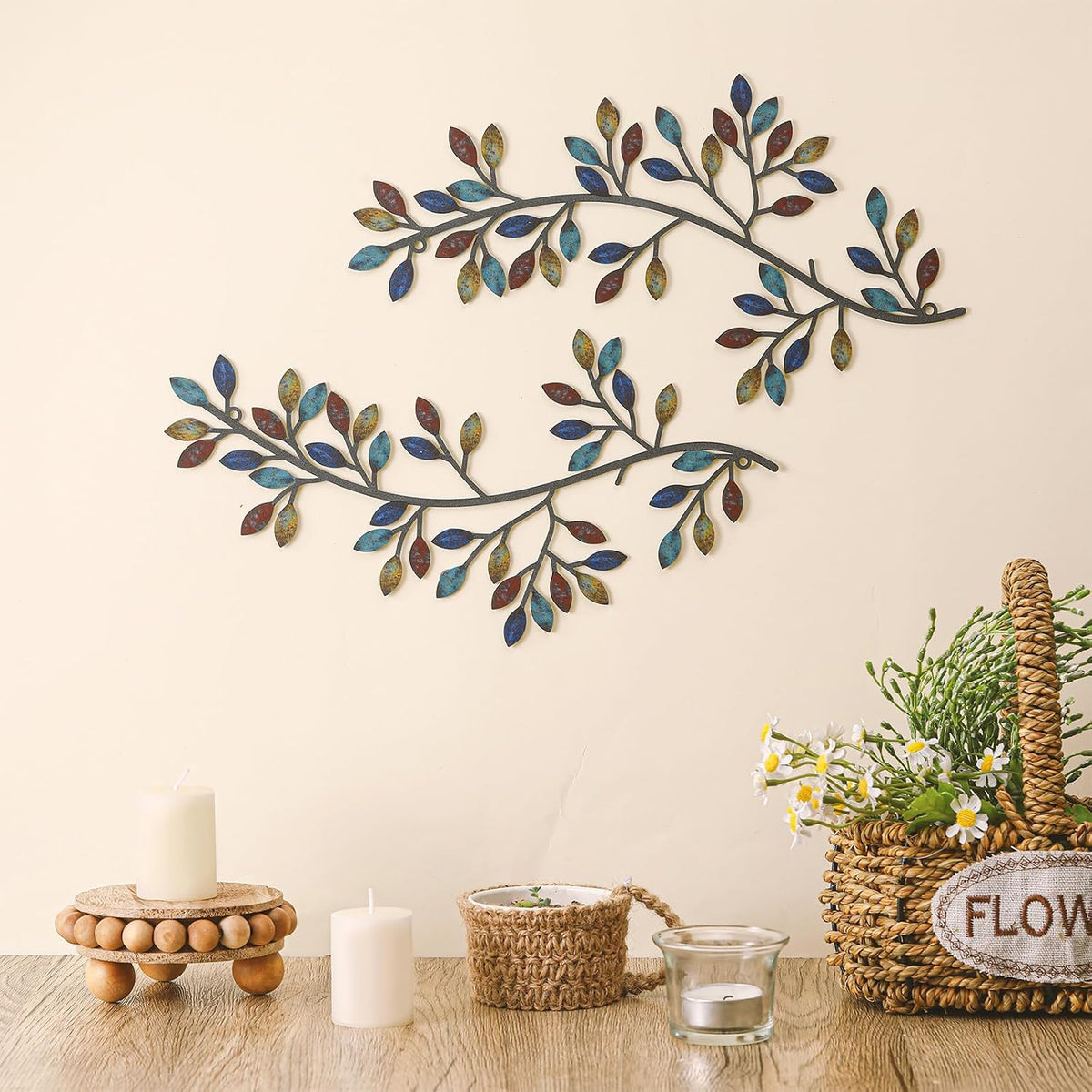 Metal Olive Branch Leaf Wall Art Decor
