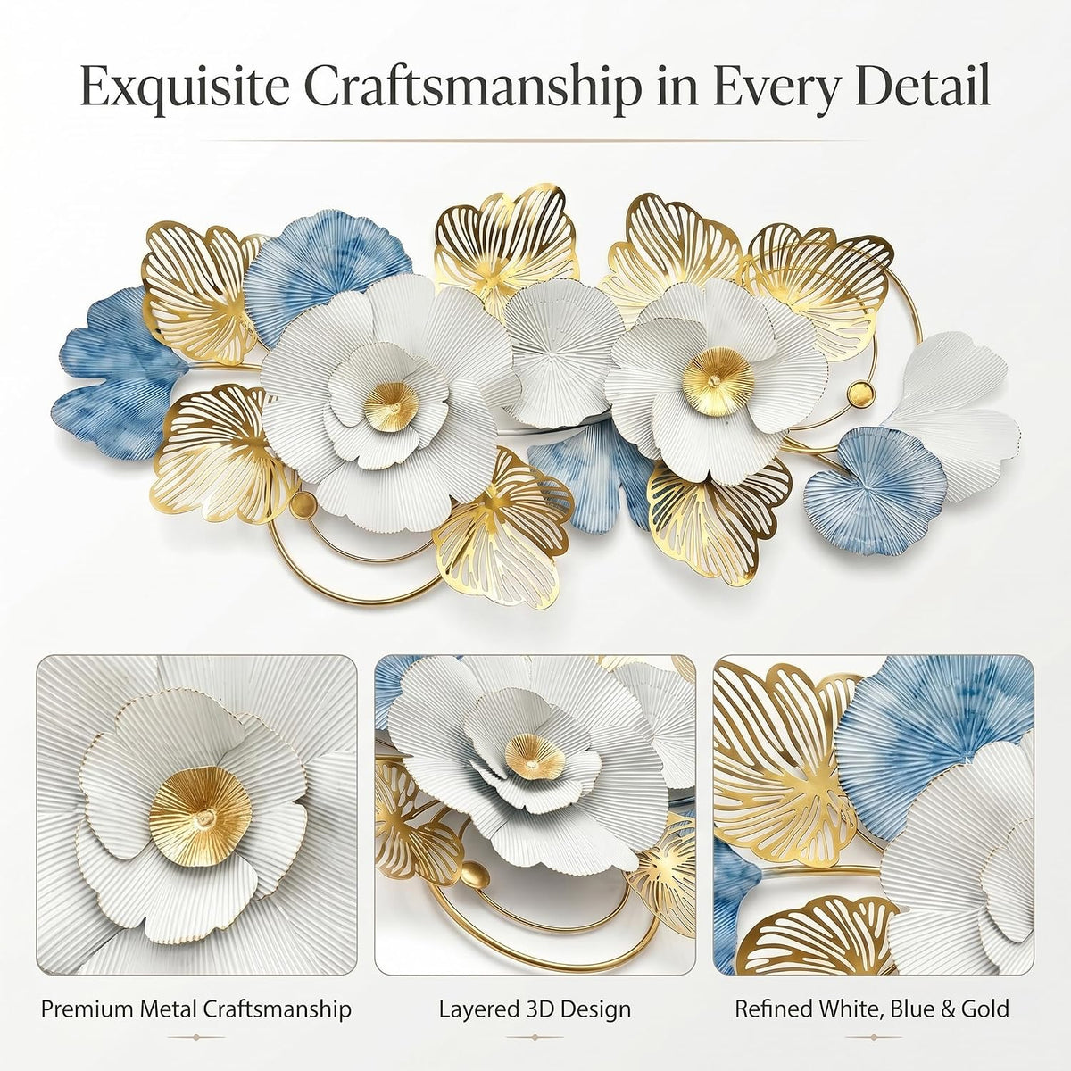 Large 3D Flower Metal Wall Decor