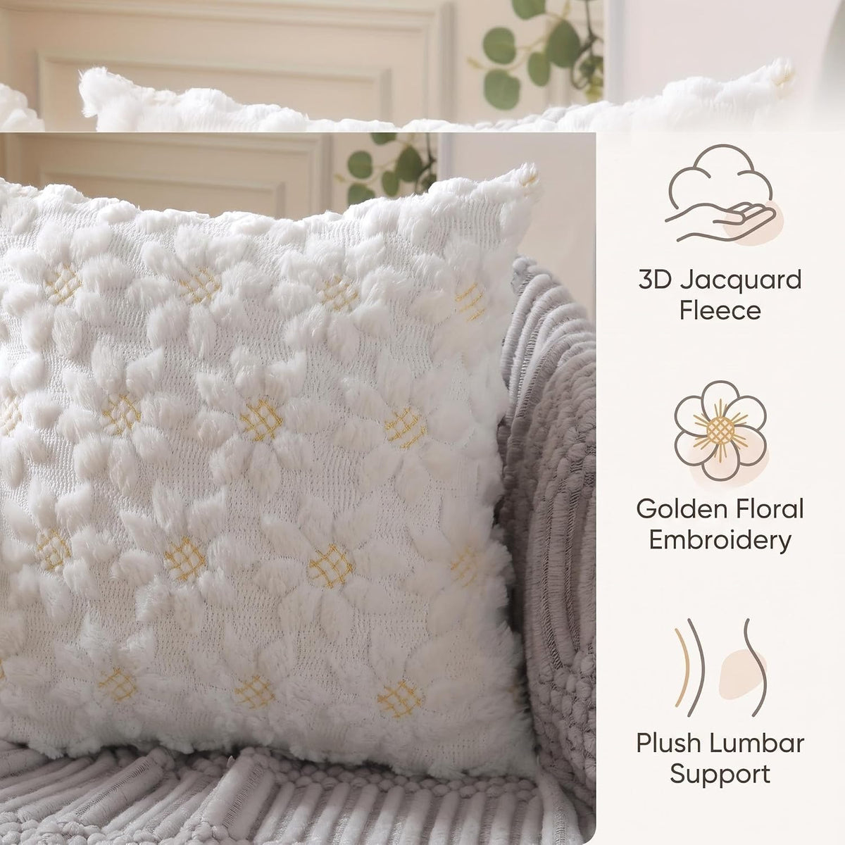 Faux Fur Sunflower Decorative Throw Pillow