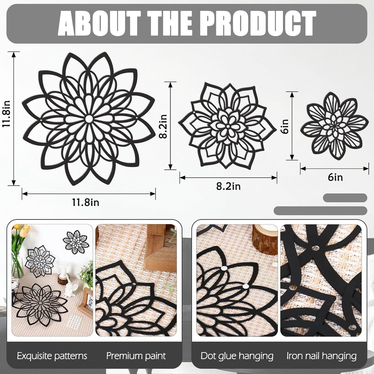 Elegant Metal Flower Wall Art Decor