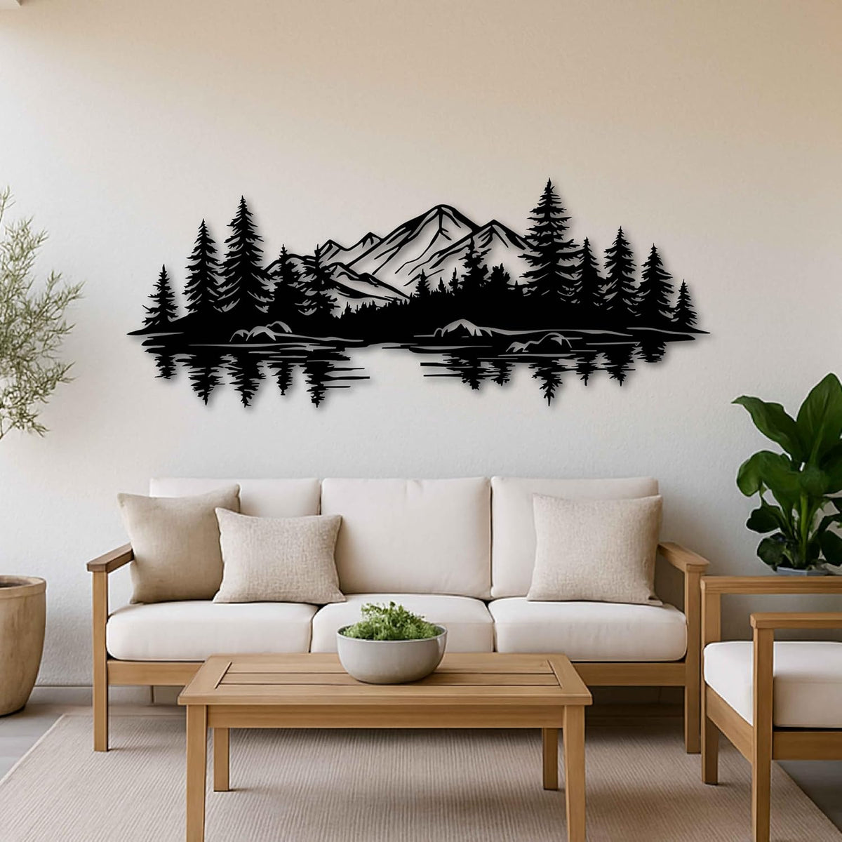 Mountain‑Lake Forest Metal Wall Art Decor