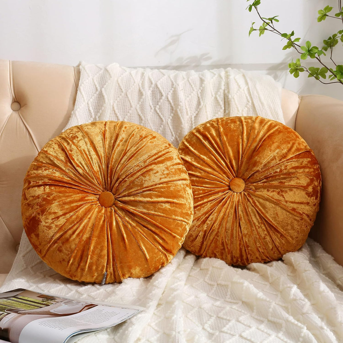 Velvet Pleated Round Floor Meditation Pillow