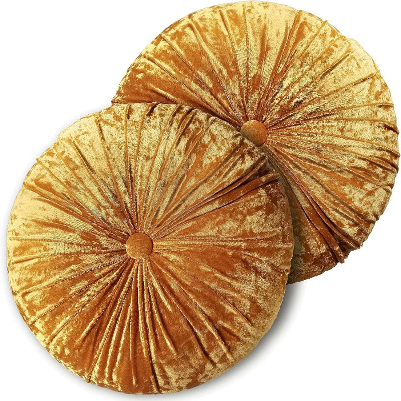 Velvet Pleated Round Floor Meditation Pillow